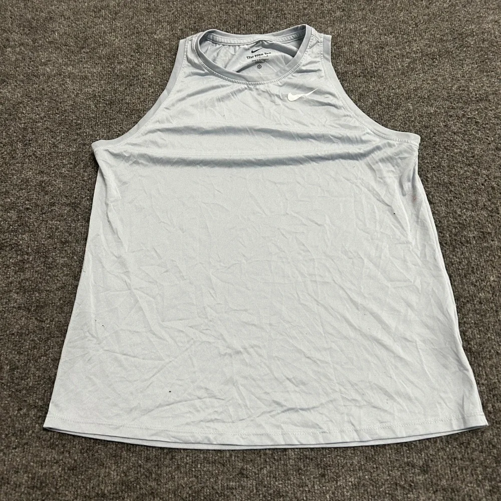 Nike Tank Top Womens Size L Blue Dri-Fit Athletic Sleeveless Training Shirt